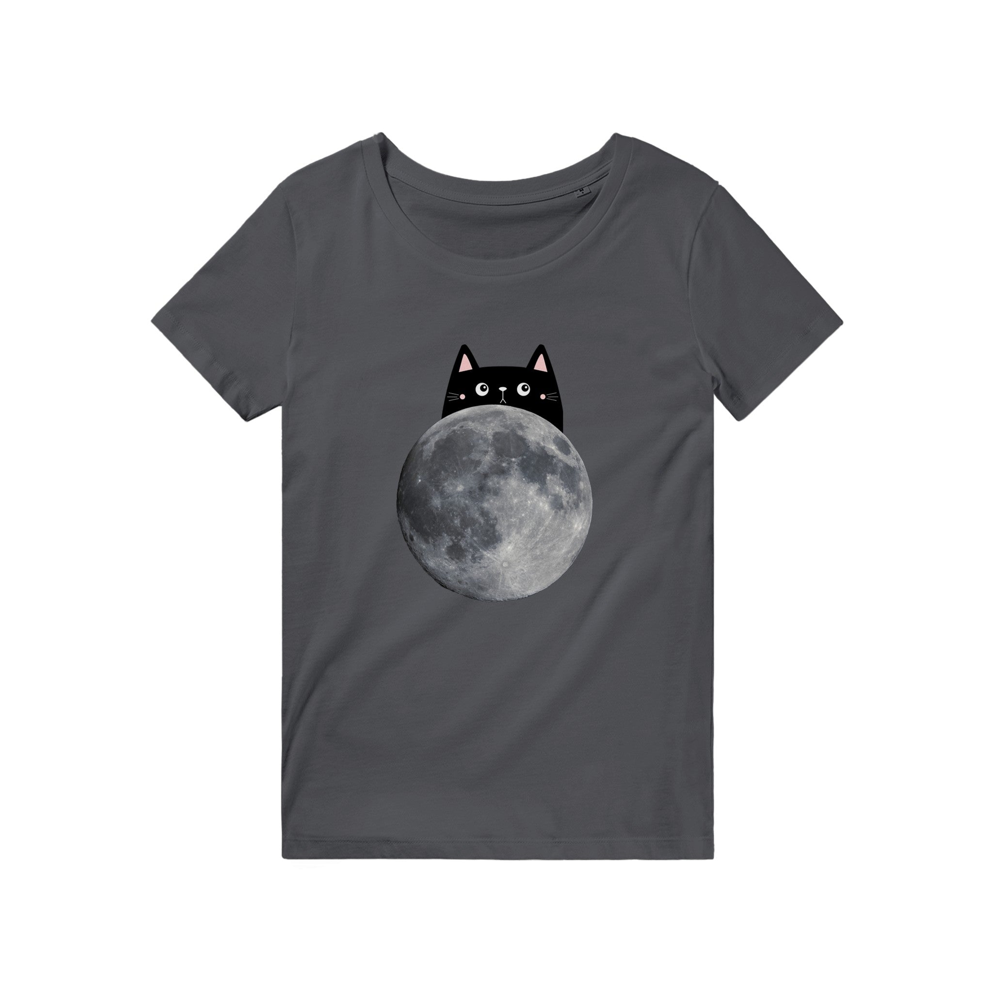 Katze versteckt sich hinter Mond - premium Bio Baumwoll-T-Shirt