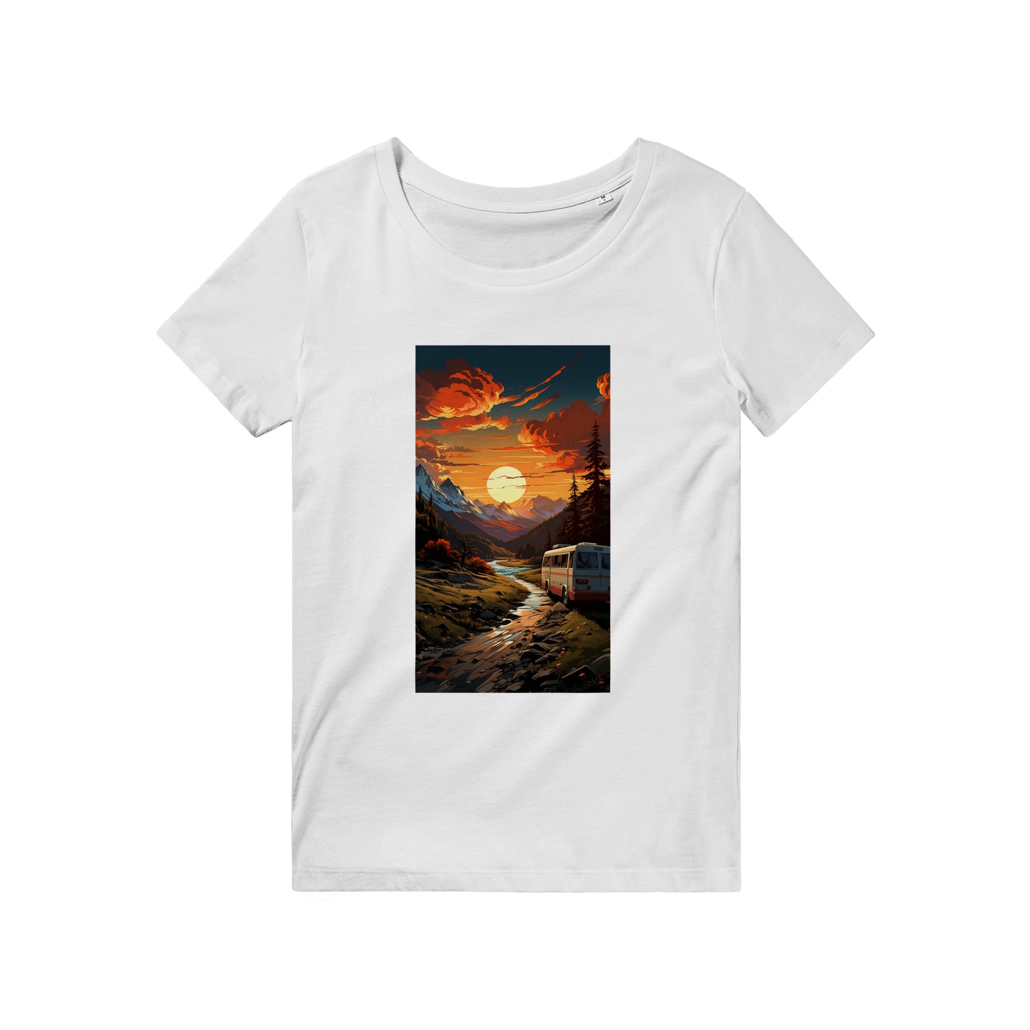 Unisex T-Shirt: Camper fährt in gen Sonnenuntergang