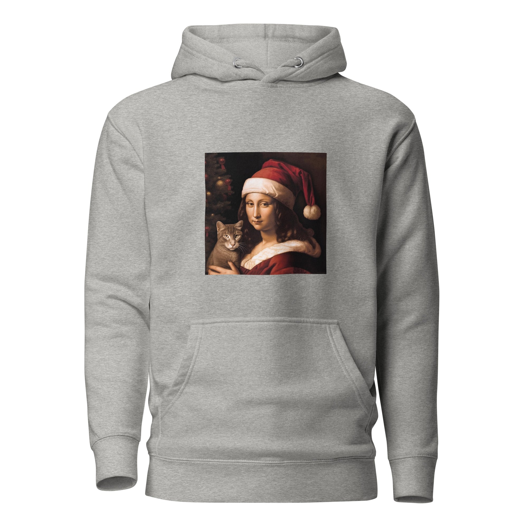 Mona Lisa feiert Weihnachten mit Katze - Unisex premium Kapuzenpullover