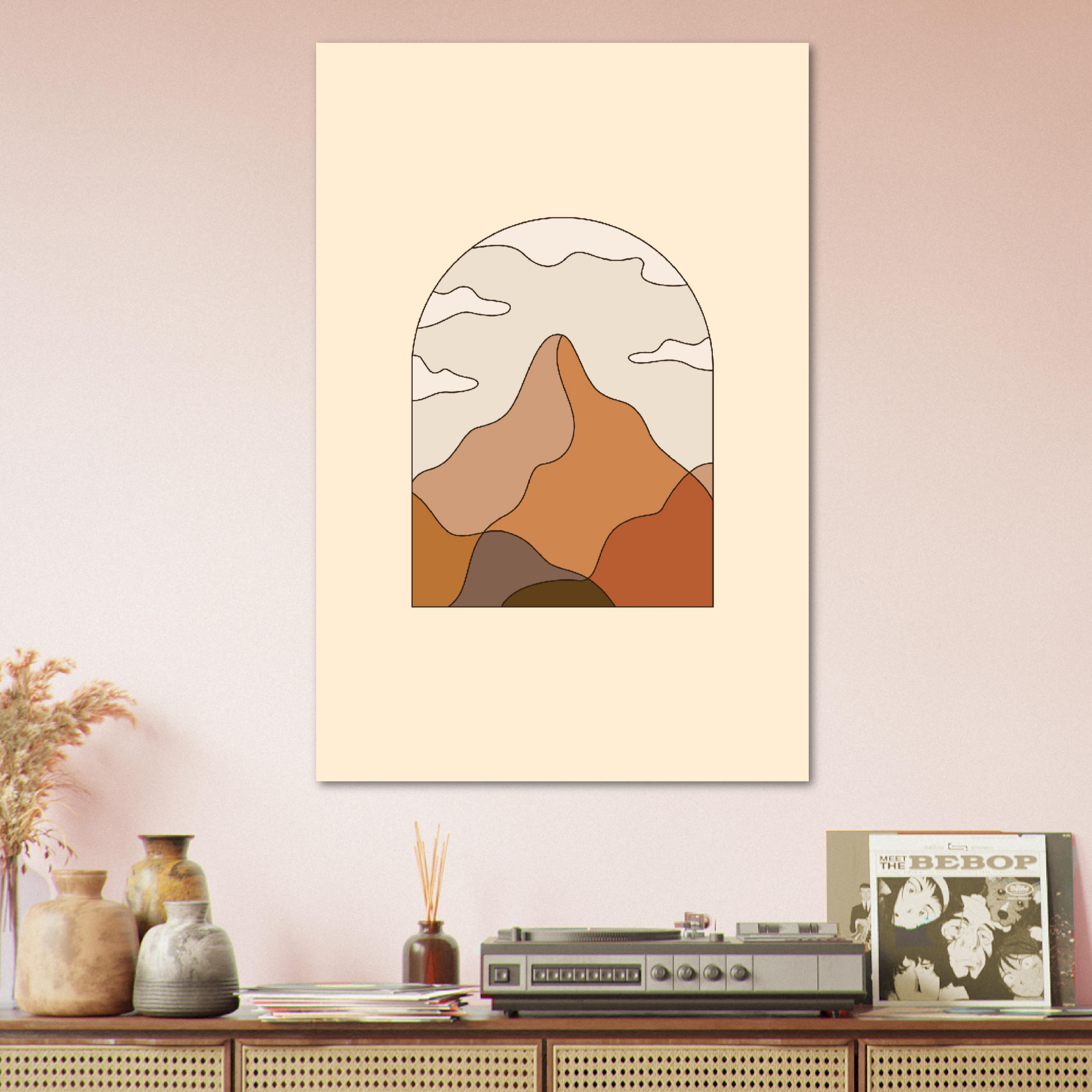 Paisaje boho - Póster premium "Montañas, nubes y naturaleza"